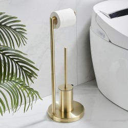 Brushed Gold Toilet Roll Paper Holder Bathroom Metal Paper Holder With Toilet Brush